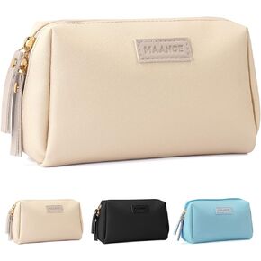 MAANGE 2 Pcs Small Makeup Bag for Purse, Cosmetic Bags with Zipper Make Up Bag of Soft PU Leather Travel Makeup Bag for Women Cute Makeup Pouch