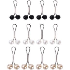 12 Pcs Black White Gold Multicolor Headscarf Pearl Pins Clips U Shape Hijab Scarf Lady Muslim Scarf Shawl Clips Scarf Brooches Pin Jewelry Accessories Women's Brooches and Pins
