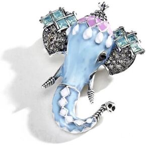 Fashion Auspicious Elephant Brooch Female Wild Atmosphere Thai Style Animal Brooch lovely Blue Elephant Brooch Pin For Women Kids Scarf Clothes Dress