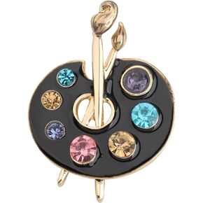 Painter Palette Brooch Pin Artist Painter Gift Jewelry Art Teacher Gift Paint Brush Rhinestone Lapel Pin for Men Women