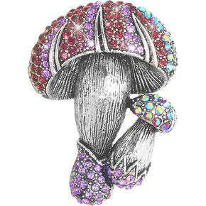 Vintage Austrian Crystal Sparkle Mushroom Brooch Pin Corsage Stunning Art Deco Fashion Plant Flower Brooch Pin for Women Brides Birthday Gift