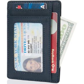 LinsCraft Slim Minimalist Wallet, Small Leather Front Pocket Wallets, RFID Blocking, Credit Card Holder for Men Women