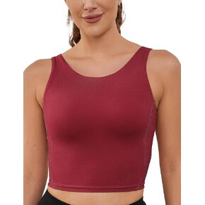 Wingslove Workout Tops for Women High Neck Longline Sports Bra Tank Top with Built in Bra for Yoga Exercise Running Gym