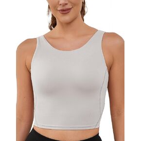 Wingslove Workout Tops for Women High Neck Longline Sports Bra Tank Top with Built in Bra for Yoga Exercise Running Gym