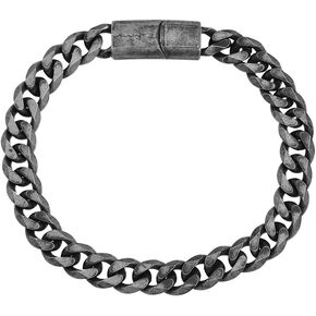 Geoffrey Beene Men's Stainless Steel Antique Black Cuban Curb Chain Bracelet