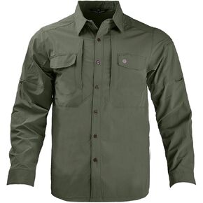 Men's Tactical Shirts Breathable Quick Dry Long Sleeve Fishing Shirt Sun Protection Outdoor Lightweight Button-Up Work Shirt in Saudi Arabia