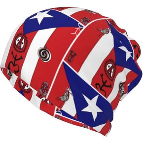 Knit Beanie Hat with Puerto Rico Flag Design Hat for Men Women