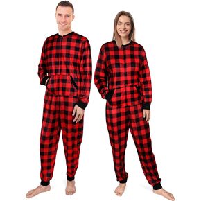 Haysandy Christmas Couple Matching Pajamas Family Buffalo Plaid Adult Cozy Red Pajamas for Men and Women