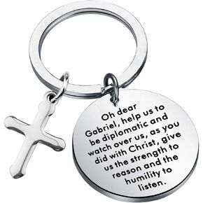 MYOSPARK St. Gabriel Archangel Protect Protection Charm with Prayer Keychain Religious Jewelry Gift For Messengers