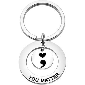OKEYCH Mental Health Awareness Gift You Matter Keychain Semicolon Quote Jewelry Depression Gift in Kuwait