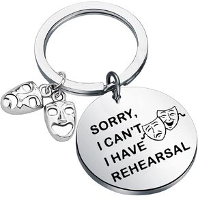 PLITI Theater Gift Drama Actor Actress Gift Gift Comedy Tragedy Masks Charm Sorry I Can't I Have Rehearsal Keychain