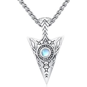 Adnix Arrowhead Necklace Men 925 Sterling Silver Arrow Celtic Viking Necklace Men's Pendant Runes Viking Necklace Celtic Jewellery for Men Son Teens Women Boyfriend Gifts