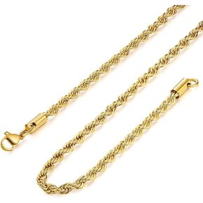18k Real Gold Plated Rope Chains 2MM 5MM Stainless Steel Men Chains Necklace Women Chains 16 Inches 36 Inches