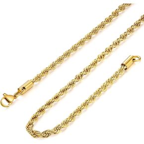 18k Real Gold Plated Rope Chains 2MM 5MM Stainless Steel Men Chains Necklace Women Chains 16 Inches 36 Inches