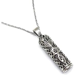 MYSTIC JEWELS By Dalia - 925 Sterling Silver Mezuzah Designed for Luck with Three Symbols and Sterling Silver Chain