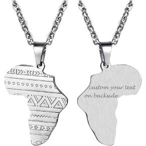 PROSTEEL Stainless Steel Africa Map Necklace for Men Women, 18K Gold/Rose Gold/Black Plated, Customize Available, 22"-24" Adjustable, Come Gift Box