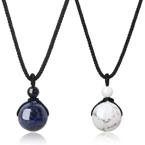 COAI His and Hers Stone Bead Pendant Necklaces for Couples