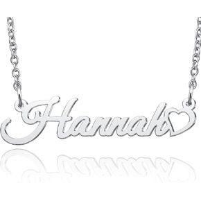 YSAHan Personalized Name Necklace with Little Heart Customized Initial Nameplate Jewelry Christmas Gift for Her Adjustable Chain