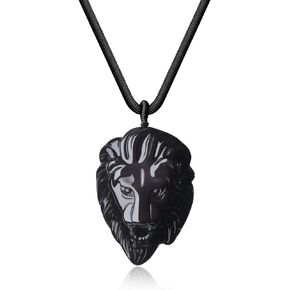 COAI Viking Jewelry Lion Obsidian Necklace