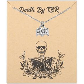 KUIYAI Death By TBR Gift To Be Read Gift Romance Reader Gift Book Club Librarian Necklace Literature Gift Bookworm Gift Bibliophile Gift