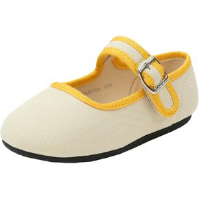 Bimbobimba فستان بناتي حذاء كاجوال قماش ماري جين مسطح مزين ببطانات ملونة ووجه مبتسم للأطفال الصغار in Kuwait