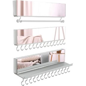 J JACKCUBE DESIGN Wall Mounted Hanging Jewelry Organizer Necklace Holder with 28 Jewelry Hooks for Earrings and Bracelets and Rod- MK610A