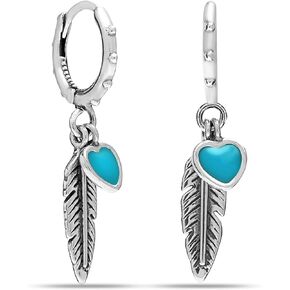 LeCalla 925 Sterling Silver Hanging Charm Drop Dangle Huggies Hoop Earrings for Women Teen