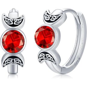 Triple Moon Goddess Earrings 925 Sterling Silver Birthstone Earrings Pagan Wiccan Jewelry Hoop Earrings Gifts for Women Girls in Kuwait