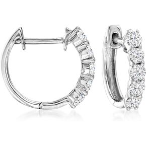 Ross-Simons 0.50 ct. t.w. Round Brilliant-Cut Diamond Huggie Hoop Earrings in 14kt White Gold