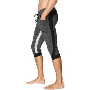 4-rth Men's Ultra-Flex Tri-Color Cuffed Yoga Pant Modal French Terry Made in America Caliifornia Stretch Fit European Style