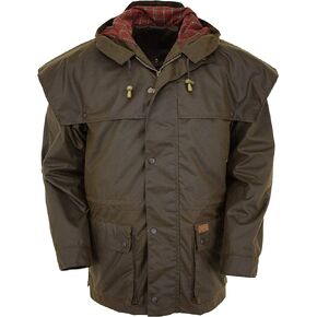 Outback Trading Men's Unisex 2100 Swagman Waterproof Breathable Cotton Oilskin Western Jacket with Adjustable Hood