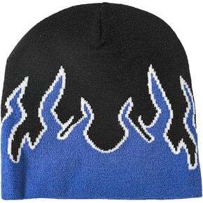 CORIRESHA Women Y2K Flame Beanie Knitted Hats Winter Fall Men Warm Skull Caps