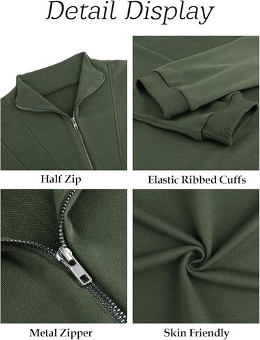 LURANEE Women's Half Zip Sweatshirt Drop Shoulder Long Sleeves Crop Tops Collar 1/2 Zipper Pullover in Kuwait