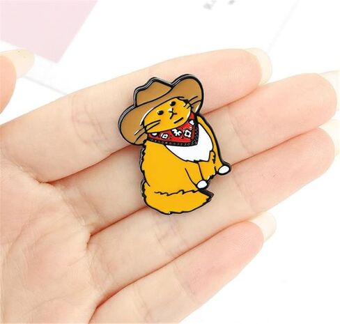 Cute Frog Heart Skull Cowboy Cat Enamel Pins 3Pcs Cartoon Lapel Badge Animal Pin Brooch Hat Bag Clothing Accessories Jewelry Gift, Metal, no gemstone in Kuwait