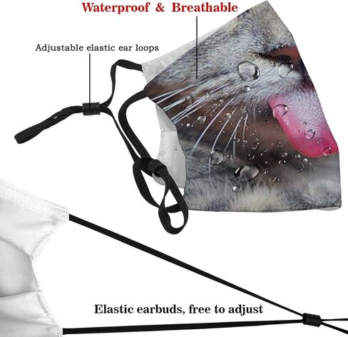 Funny Cat With Tongue Face Mask With Pocket Washable Cloth Face Bandanas Balaclava Comfortable Reusable Fabric Mask With 2 Pcs Filter in Saudi Arabia