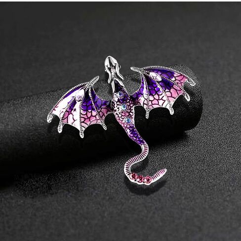Enamel Dragon Brooch Vintage Punk Dragon Animal Brooch Domineering Flying Dragon Brooch Personality Clothing Hat Bag Accessories for Men and Women in Saudi Arabia