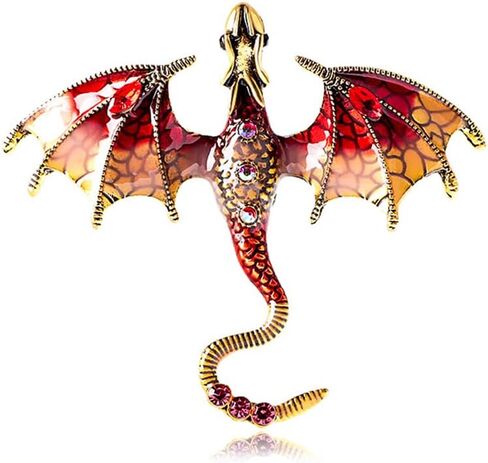 Enamel Dragon Brooch Vintage Punk Dragon Animal Brooch Domineering Flying Dragon Brooch Personality Clothing Hat Bag Accessories for Men and Women in Saudi Arabia
