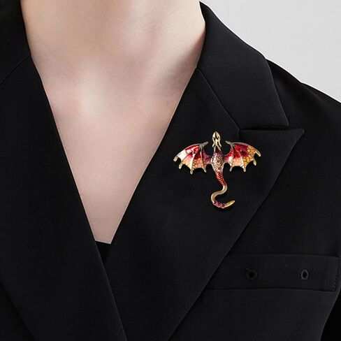 Enamel Dragon Brooch Vintage Punk Dragon Animal Brooch Domineering Flying Dragon Brooch Personality Clothing Hat Bag Accessories for Men and Women in Saudi Arabia