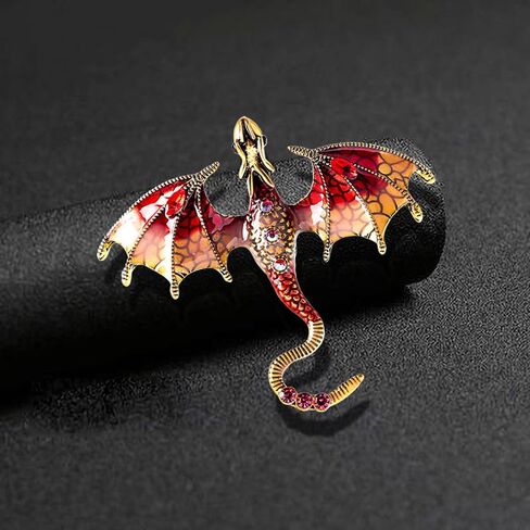 Enamel Dragon Brooch Vintage Punk Dragon Animal Brooch Domineering Flying Dragon Brooch Personality Clothing Hat Bag Accessories for Men and Women in Saudi Arabia