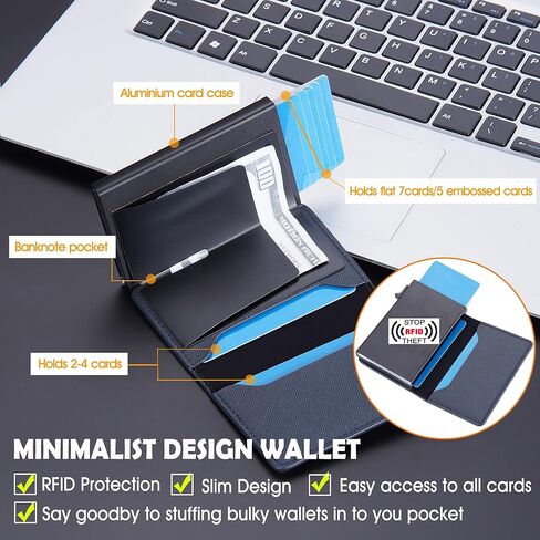 محفظة بطاقات نحيفة من YILANDI للرجال مع مشبك نقود، محفظة حامل بطاقات الائتمان للرجال RFID بحجب الجيب الأمامي وواقي بطاقات الائتمان لبطاقة الائتمان، تناسب أي استخدام في Pockterm (بني) in Kuwait