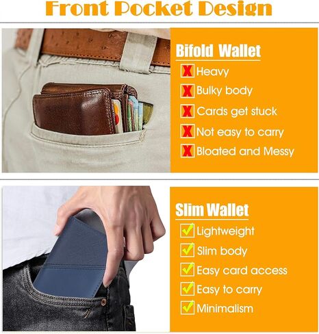 محفظة بطاقات نحيفة من YILANDI للرجال مع مشبك نقود، محفظة حامل بطاقات الائتمان للرجال RFID بحجب الجيب الأمامي وواقي بطاقات الائتمان لبطاقة الائتمان، تناسب أي استخدام في Pockterm (بني) in Kuwait