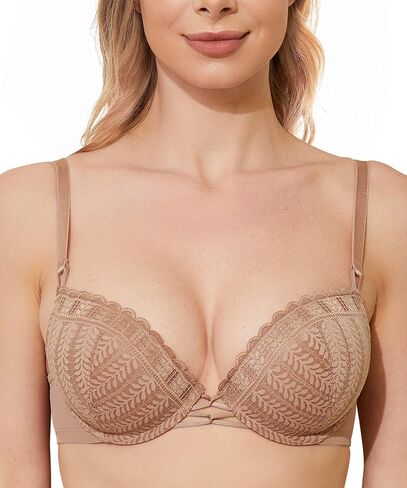 حمالة صدر من Wingslove للسيدات من الدانتيل تضيف 2 كوب لأعلى عميق على شكل حرف V يغرق ملابس داخلية متعددة الاتجاهات in Kuwait