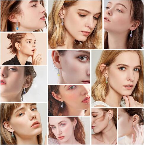 Celtic Birthstone Drop Earrings 925 Sterling Silver Birthstone Dangle Earrings Irish Celtic Jewelry Gifts Celtic Leverback Earrings for Women Girls Valentine's Day in Kuwait