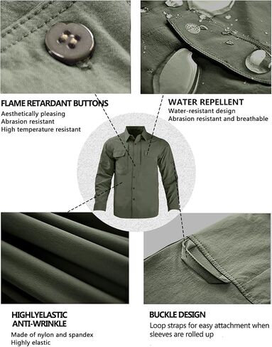 Men's Tactical Shirts Breathable Quick Dry Long Sleeve Fishing Shirt Sun Protection Outdoor Lightweight Button-Up Work Shirt in Saudi Arabia