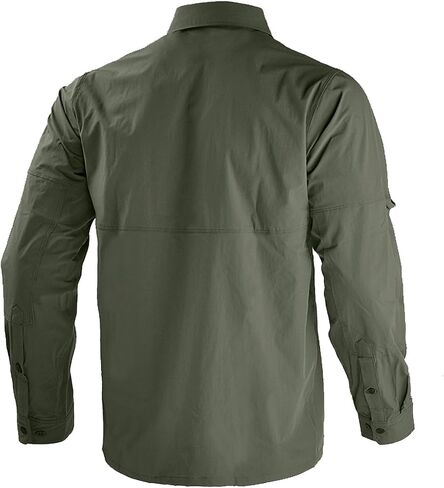 Men's Tactical Shirts Breathable Quick Dry Long Sleeve Fishing Shirt Sun Protection Outdoor Lightweight Button-Up Work Shirt in Saudi Arabia