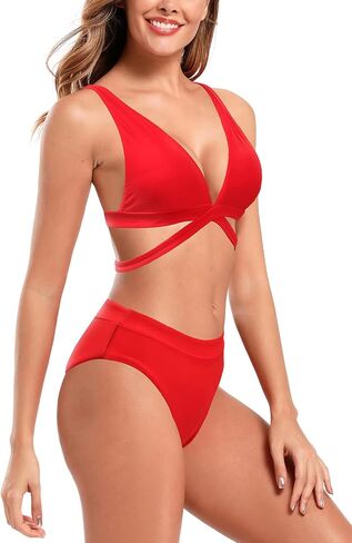 SHEKINI Women's Push Up Bikini Wrap Bandage Crossback Swimwear Two Piece Swimsuit in Saudi Arabia
