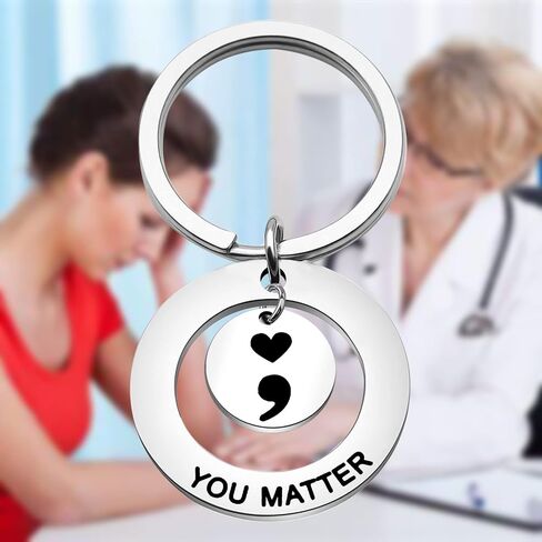OKEYCH Mental Health Awareness Gift You Matter Keychain Semicolon Quote Jewelry Depression Gift in Saudi Arabia