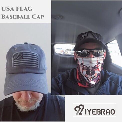 IYEBRAO 2 حزمة قبعة بيسبول العلم الأمريكي للرجال والنساء منخفضة المظهر الولايات المتحدة الأمريكية القطن قبعة سائق الشاحنة قابل للتعديل عادي أبي قبعة للجنسين in Kuwait