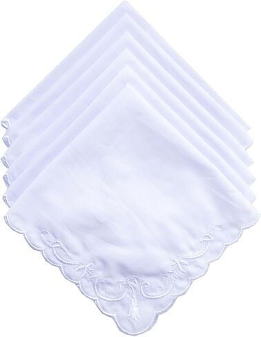 Bulk Pack Handkerchiefs Cotton Scalloped Hankies Pocket Square Towel White 11 Inches in Saudi Arabia