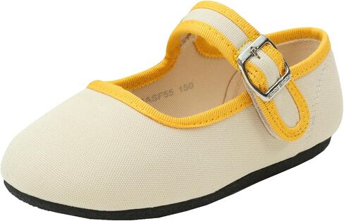 Bimbobimba فستان بناتي حذاء كاجوال قماش ماري جين مسطح مزين ببطانات ملونة ووجه مبتسم للأطفال الصغار in Kuwait